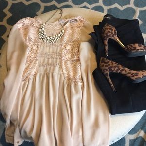 cream chiffon blouse with lace details